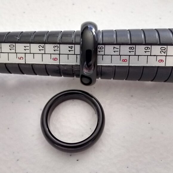 Smooth Black Agate Stone Band! Promise Ring? Punk Grunge Goth Biker Grief Loss - Picture 5 of 8